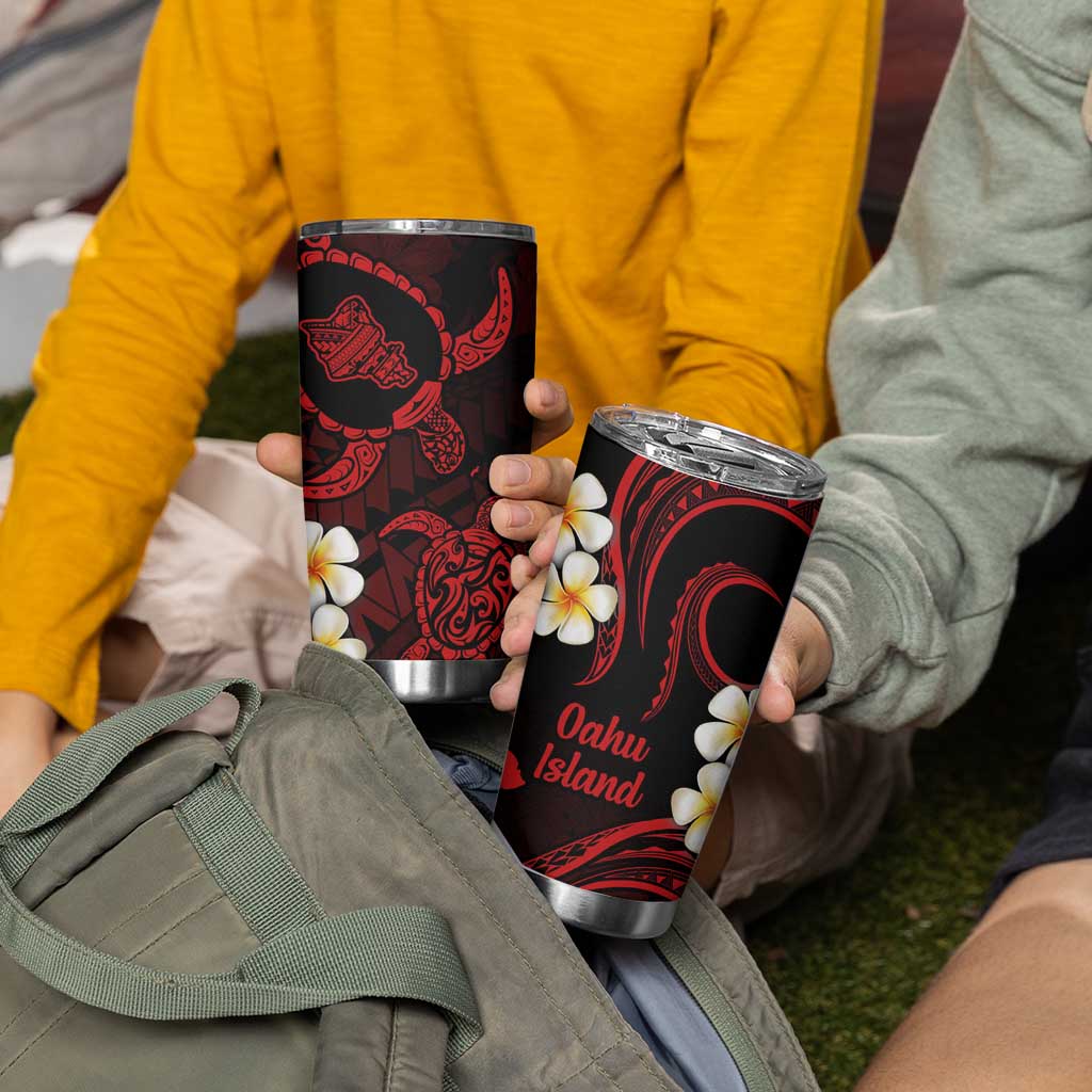 Hawaii Oahu Islands Pacific Plumeria Tumbler Cup Red Polynesian Tattoo