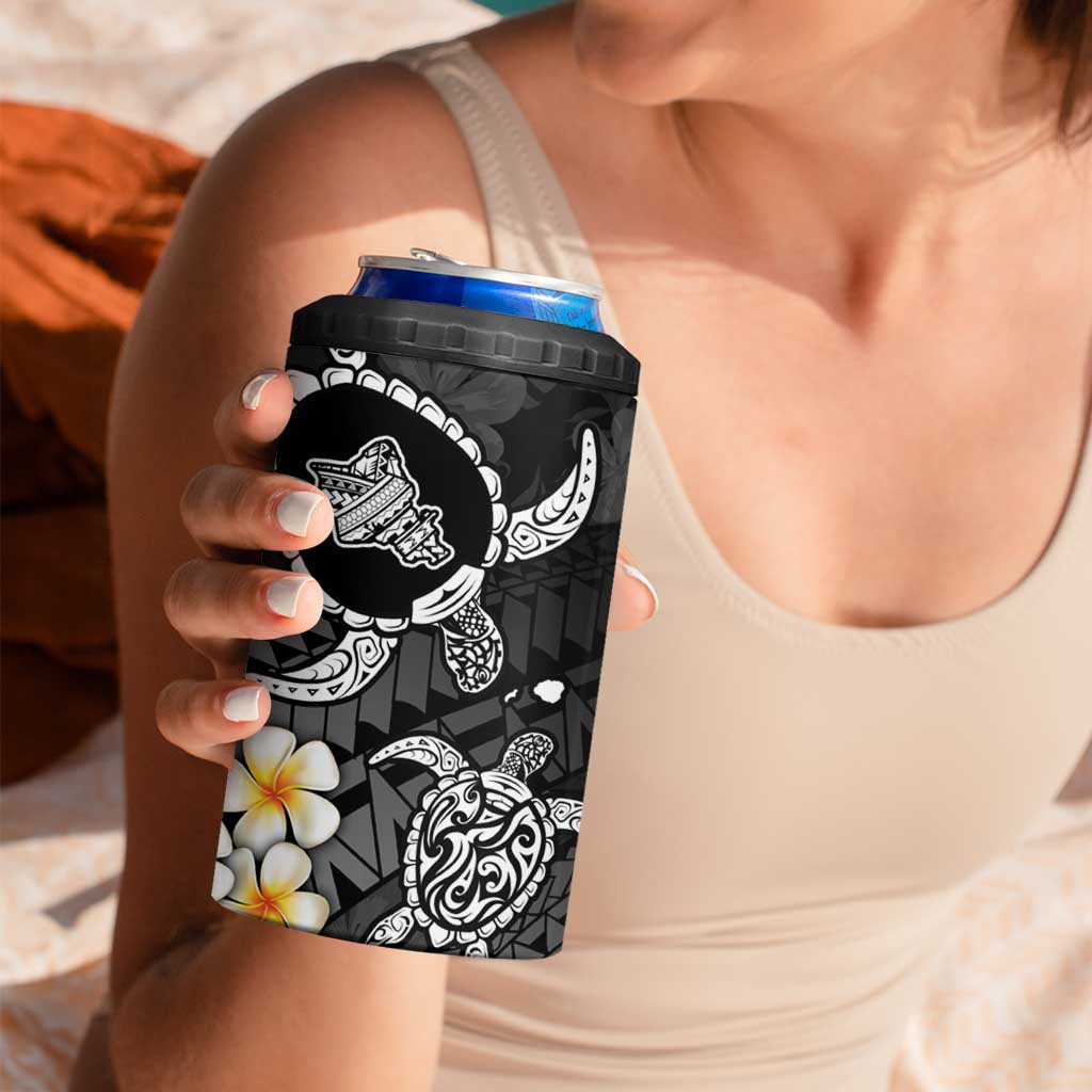 Hawaii Oahu Islands Pacific Plumeria 4 in 1 Can Cooler Tumbler White Polynesian Tattoo