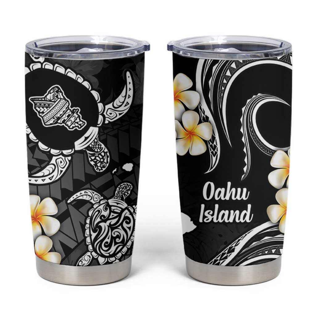 Hawaii Oahu Islands Pacific Plumeria Tumbler Cup White Polynesian Tattoo