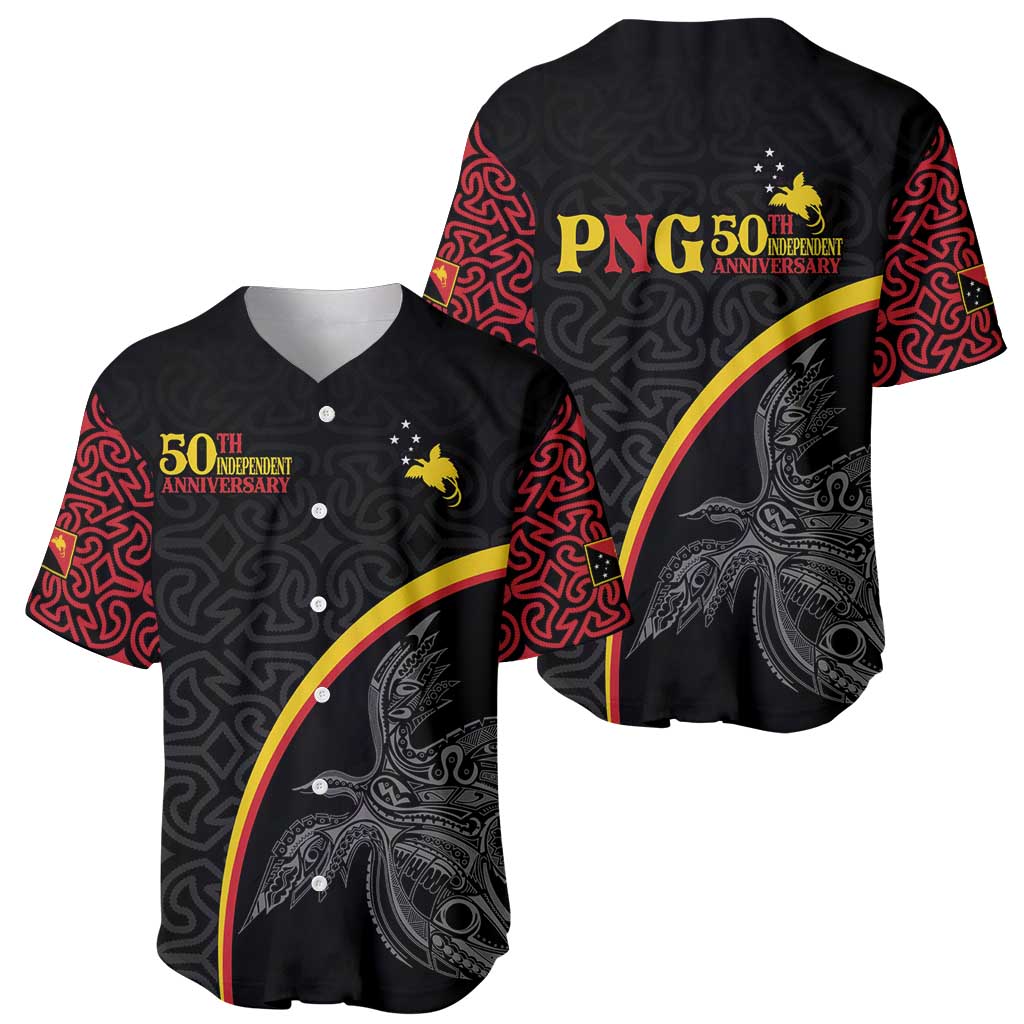 Papua New Guinea 50th Independence Day Baseball Jersey Simple Oro Tapa Pattern - Polynesian Pride