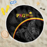Papua New Guinea 50th Independence Day Beach Blanket Simple Oro Tapa Pattern LT9 One Size 150cm Black - Polynesian Pride
