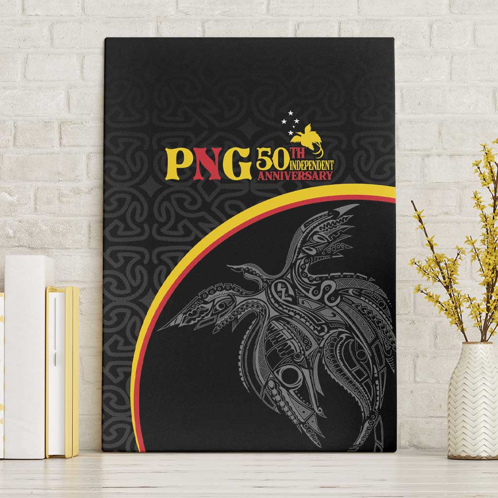 Papua New Guinea 50th Independence Day Canvas Wall Art Simple Oro Tapa Pattern LT9 Without Frame Black - Polynesian Pride