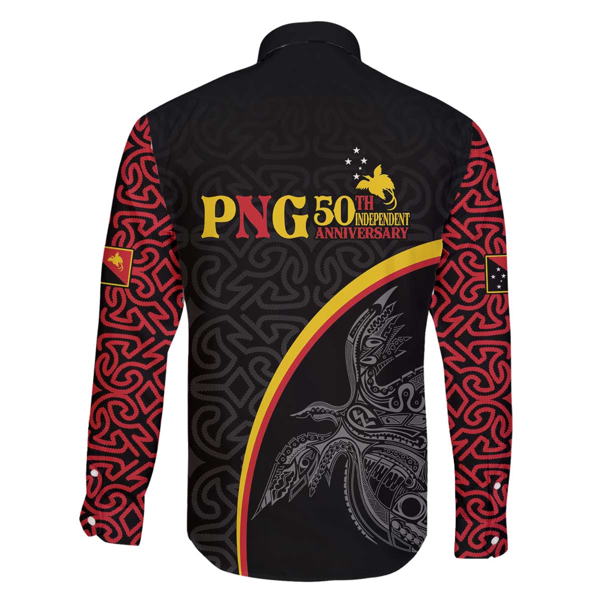 Papua New Guinea 50th Independence Day Family Matching Off The Shoulder Long Sleeve Dress and Hawaiian Shirt Simple Oro Tapa Pattern - Polynesian Pride