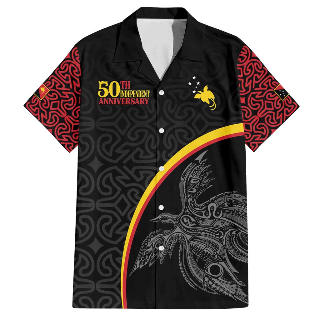 Papua New Guinea 50th Independence Day Family Matching Off Shoulder Maxi Dress and Hawaiian Shirt Simple Oro Tapa Pattern - Polynesian Pride