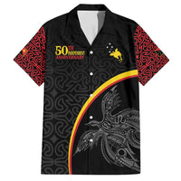 Papua New Guinea 50th Independence Day Family Matching Off Shoulder Short Dress and Hawaiian Shirt Simple Oro Tapa Pattern - Polynesian Pride