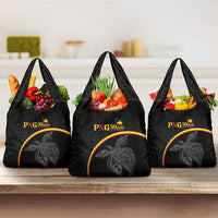 Papua New Guinea 50th Independence Day Grocery Bag Simple Oro Tapa Pattern LT9 3-pack One Size Black - Polynesian Pride