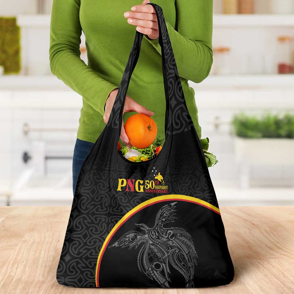 Papua New Guinea 50th Independence Day Grocery Bag Simple Oro Tapa Pattern LT9 - Polynesian Pride
