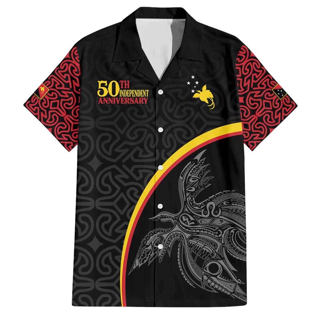 Papua New Guinea 50th Independence Day Hawaiian Shirt Simple Oro Tapa Pattern LT9 Black - Polynesian Pride