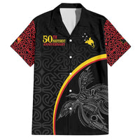 Papua New Guinea 50th Independence Day Hawaiian Shirt Simple Oro Tapa Pattern LT9 Black - Polynesian Pride