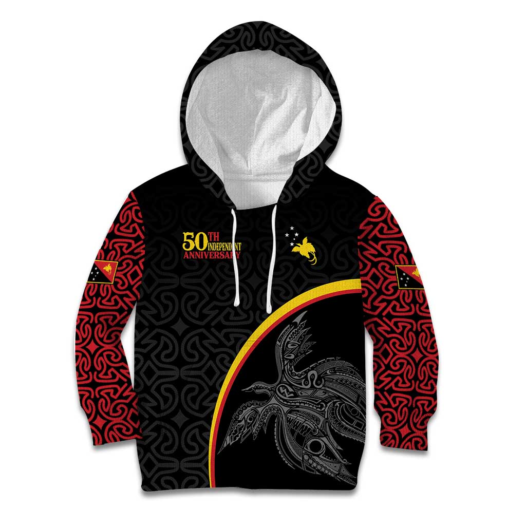 Papua New Guinea 50th Independence Day Kid Hoodie Simple Oro Tapa Pattern - Polynesian Pride