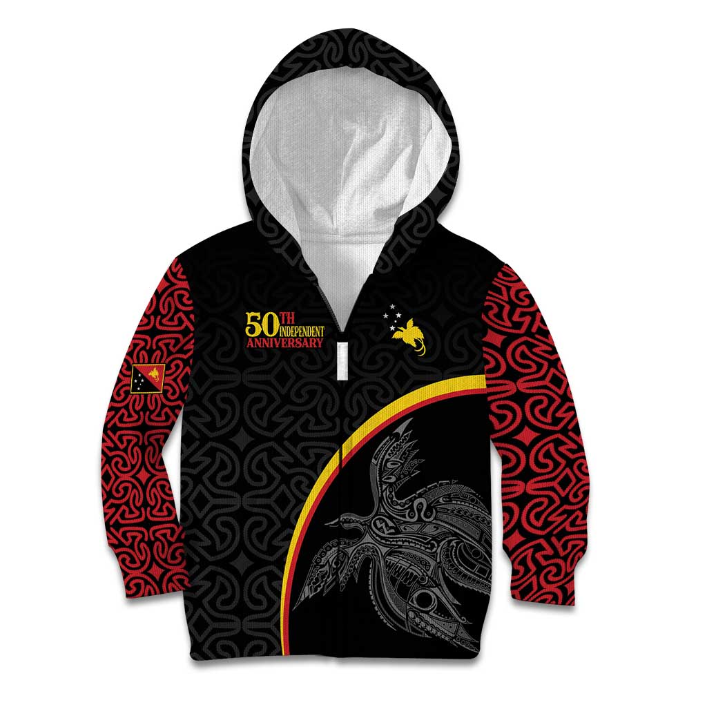 Papua New Guinea 50th Independence Day Kid Hoodie Simple Oro Tapa Pattern - Polynesian Pride