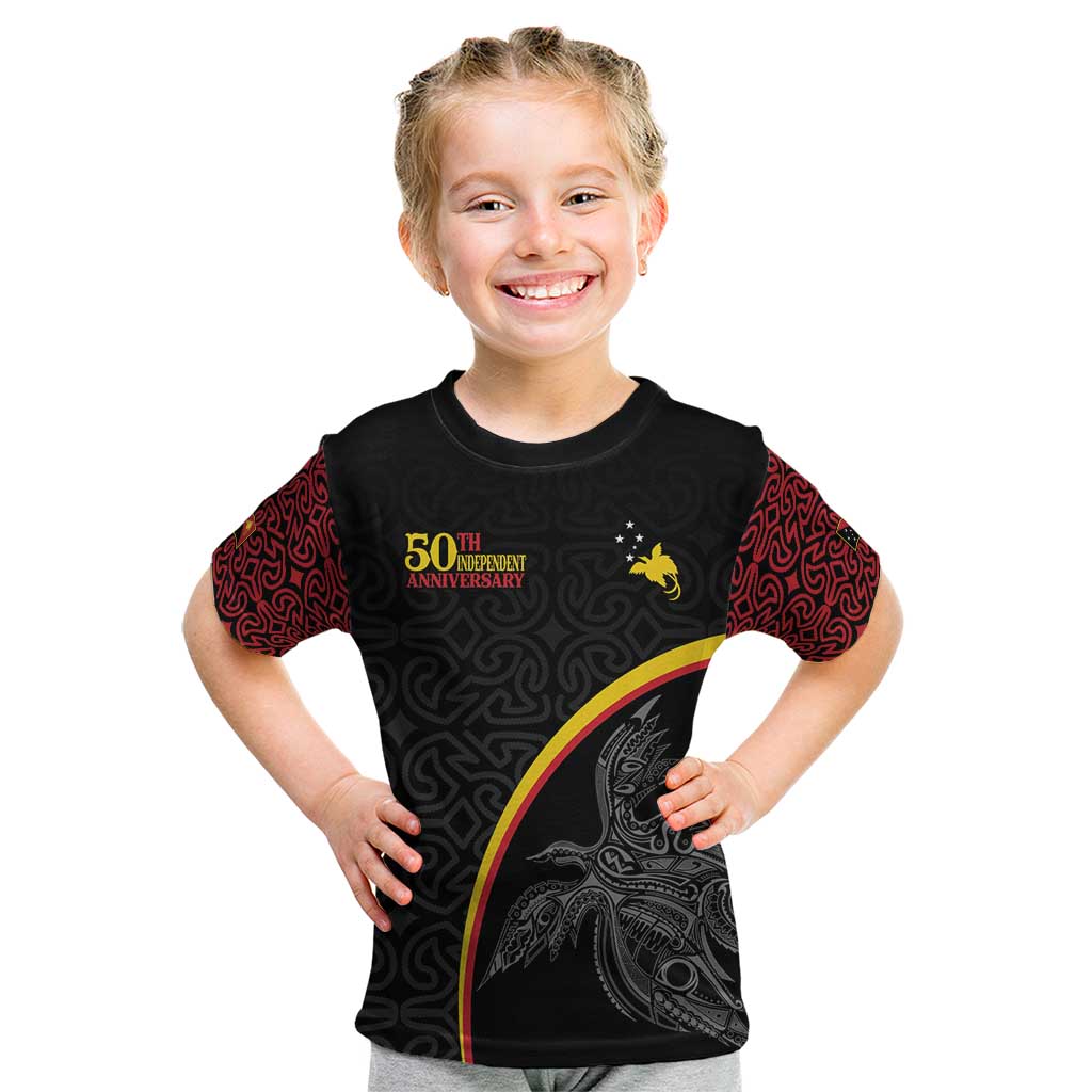 Papua New Guinea 50th Independence Day Kid T Shirt Simple Oro Tapa Pattern - Polynesian Pride