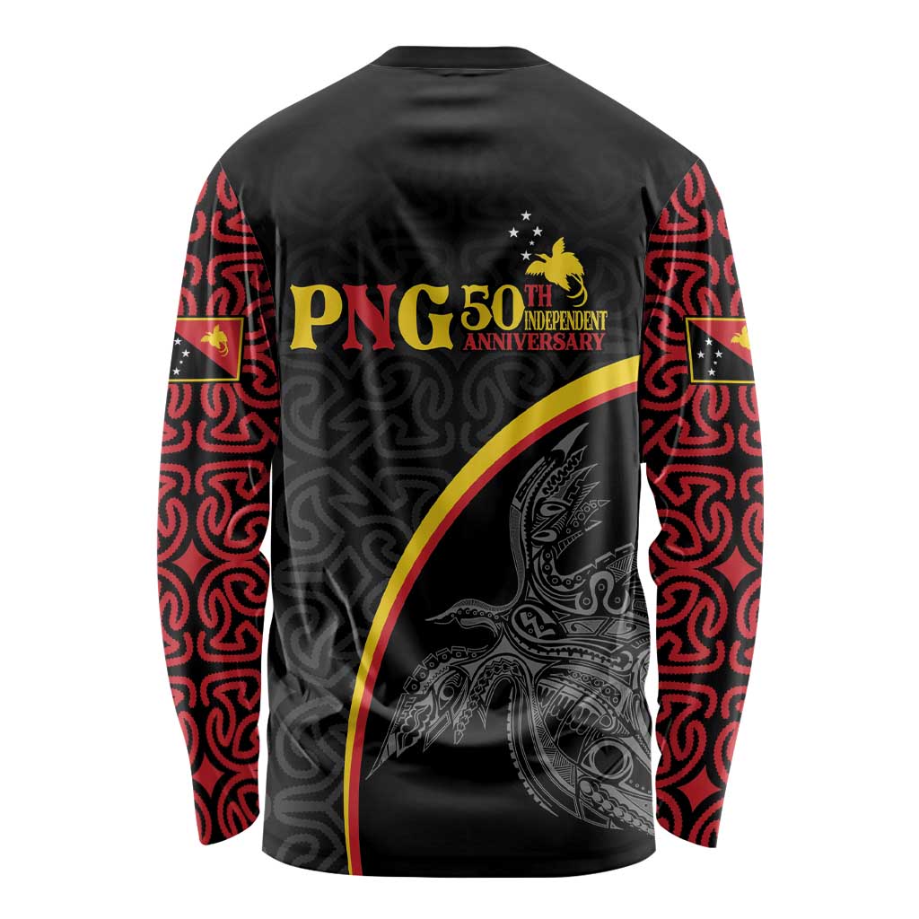Papua New Guinea 50th Independence Day Long Sleeve Shirt Simple Oro Tapa Pattern LT9 - Polynesian Pride