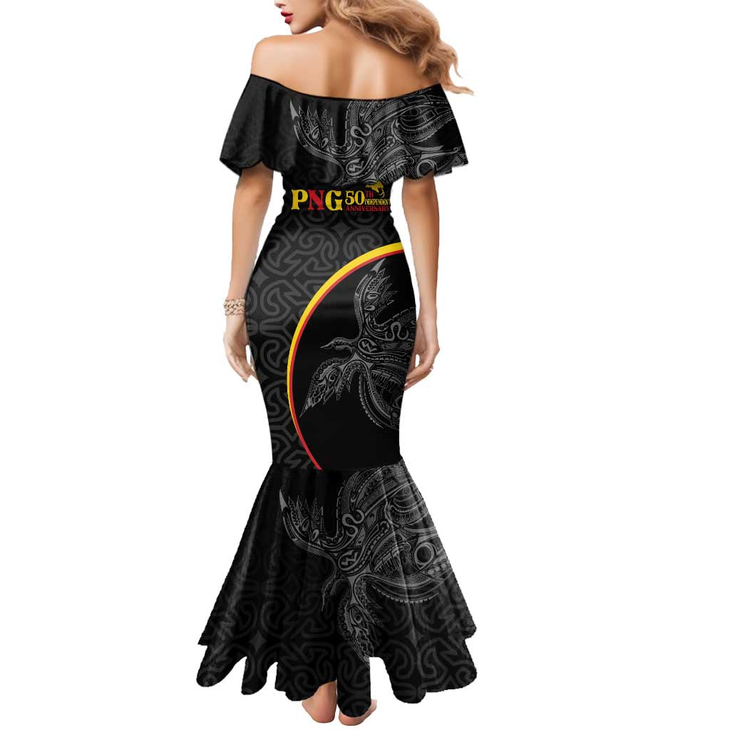 Papua New Guinea 50th Independence Day Mermaid Dress Simple Oro Tapa Pattern - Polynesian Pride