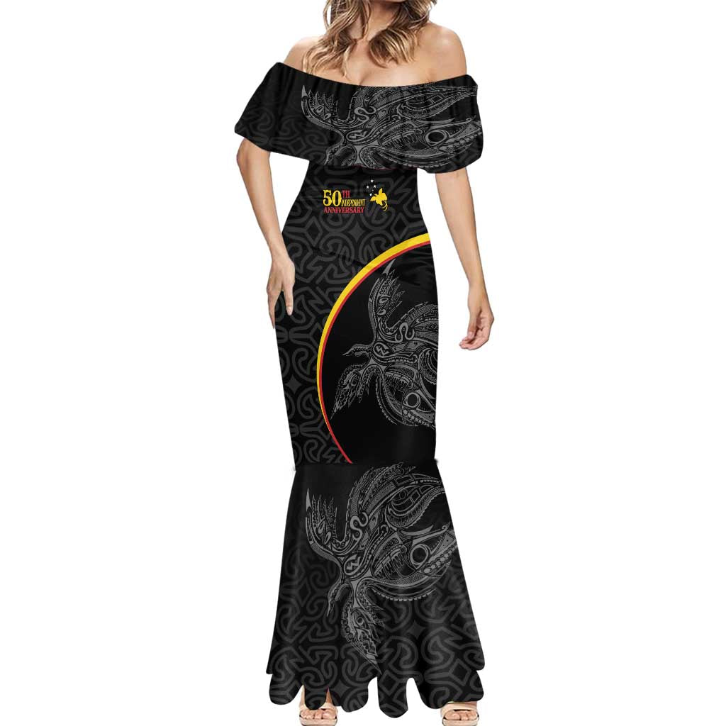 Papua New Guinea 50th Independence Day Mermaid Dress Simple Oro Tapa Pattern - Polynesian Pride