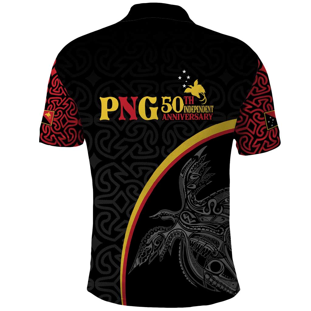 Papua New Guinea 50th Independence Day Polo Shirt Simple Oro Tapa Pattern - Polynesian Pride