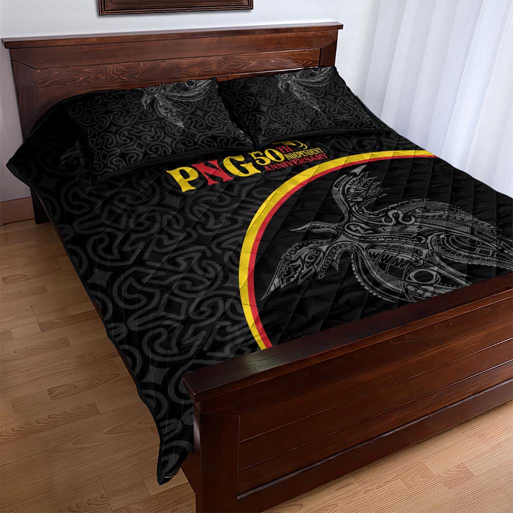 Papua New Guinea 50th Independence Day Quilt Bed Set Simple Oro Tapa Pattern - Polynesian Pride