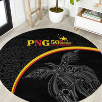 Papua New Guinea 50th Independence Day Round Carpet Simple Oro Tapa Pattern - Polynesian Pride