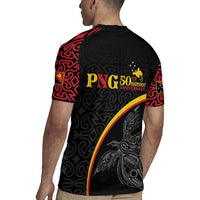 Papua New Guinea 50th Independence Day Rugby Jersey Simple Oro Tapa Pattern - Polynesian Pride