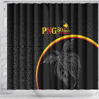 Papua New Guinea 50th Independence Day Shower Curtain Simple Oro Tapa Pattern - Polynesian Pride