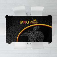 Papua New Guinea 50th Independence Day Tablecloth Simple Oro Tapa Pattern LT9 Black - Polynesian Pride