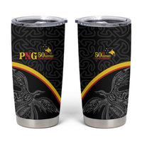 Papua New Guinea 50th Independence Day Tumbler Cup Simple Oro Tapa Pattern - Polynesian Pride
