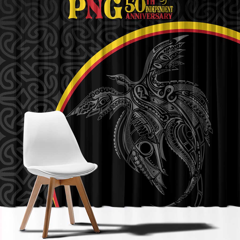 Papua New Guinea 50th Independence Day Window Curtain Simple Oro Tapa Pattern - Polynesian Pride