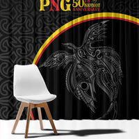 Papua New Guinea 50th Independence Day Window Curtain Simple Oro Tapa Pattern - Polynesian Pride