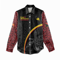 Papua New Guinea 50th Independence Day Women Casual Shirt Simple Oro Tapa Pattern - Polynesian Pride