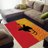 Papua New Guinea Oro Tapa Personalised Area Rug Simple Bird of Paradise Style - Polynesian Pride