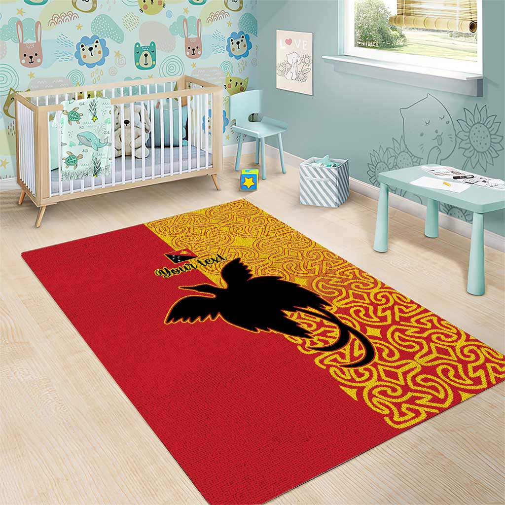 Papua New Guinea Oro Tapa Personalised Area Rug Simple Bird of Paradise Style - Polynesian Pride