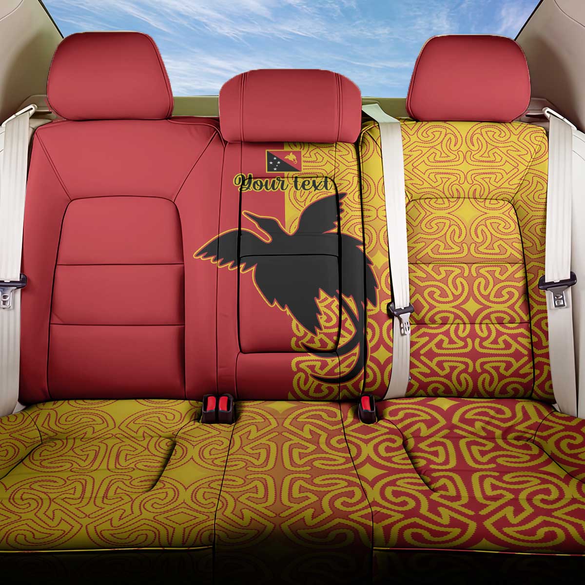 Papua New Guinea Oro Tapa Personalised Back Car Seat Cover Simple Bird of Paradise Style - Polynesian Pride