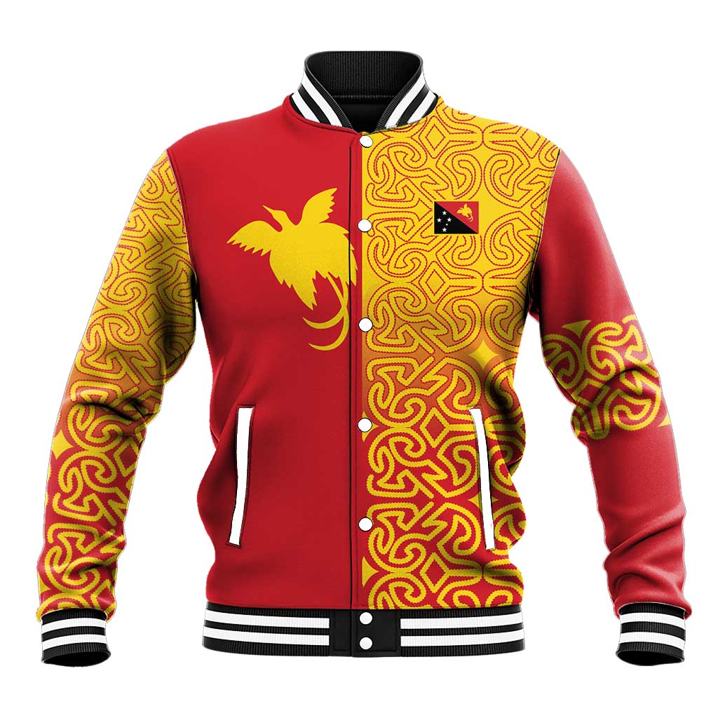 Papua New Guinea Oro Tapa Personalised Baseball Jacket Simple Bird of Paradise Style LT9 Unisex Red - Polynesian Pride