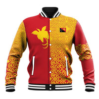 Papua New Guinea Oro Tapa Personalised Baseball Jacket Simple Bird of Paradise Style LT9 Unisex Red - Polynesian Pride