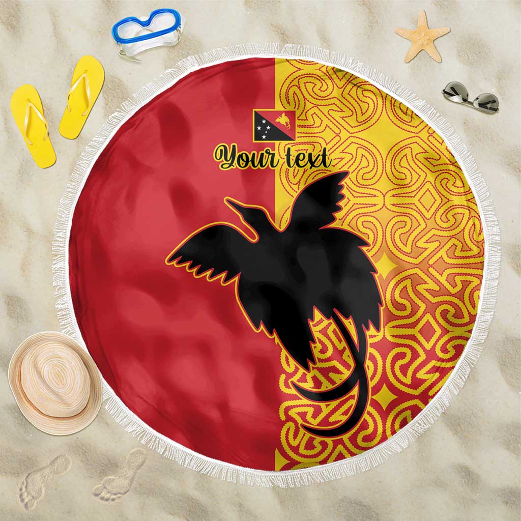 Papua New Guinea Oro Tapa Personalised Beach Blanket Simple Bird of Paradise Style LT9 One Size 150cm Red - Polynesian Pride