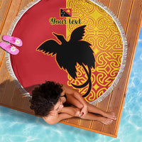 Papua New Guinea Oro Tapa Personalised Beach Blanket Simple Bird of Paradise Style LT9 - Polynesian Pride