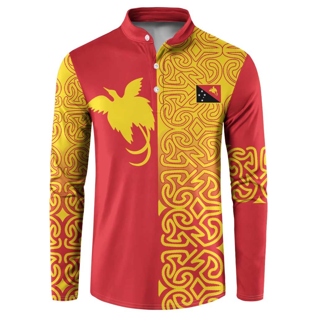 Papua New Guinea Oro Tapa Personalised Button Sweatshirt Simple Bird of Paradise Style LT9 Red - Polynesian Pride