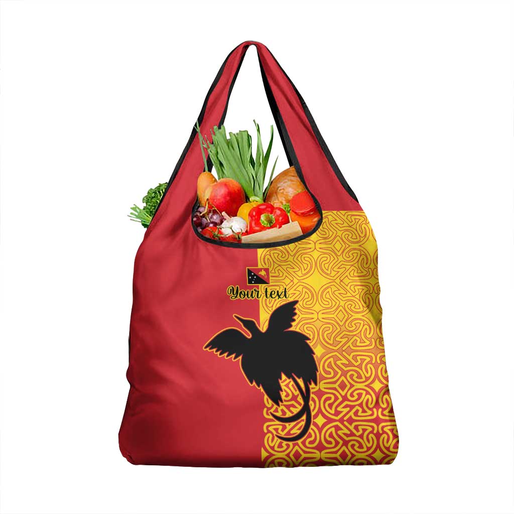 Papua New Guinea Oro Tapa Personalised Grocery Bag Simple Bird of Paradise Style LT9 1-pack One Size Red - Polynesian Pride