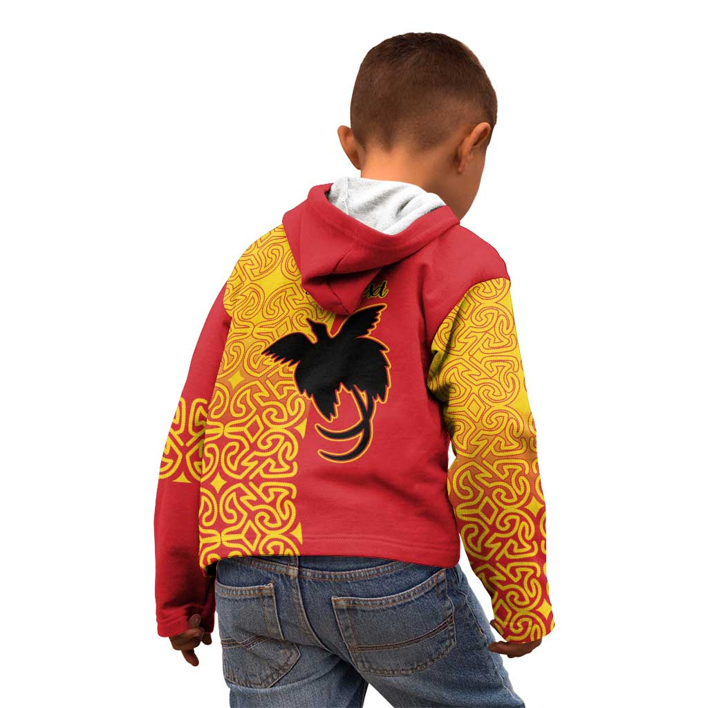 Papua New Guinea Oro Tapa Personalised Kid Hoodie Simple Bird of Paradise Style - Polynesian Pride