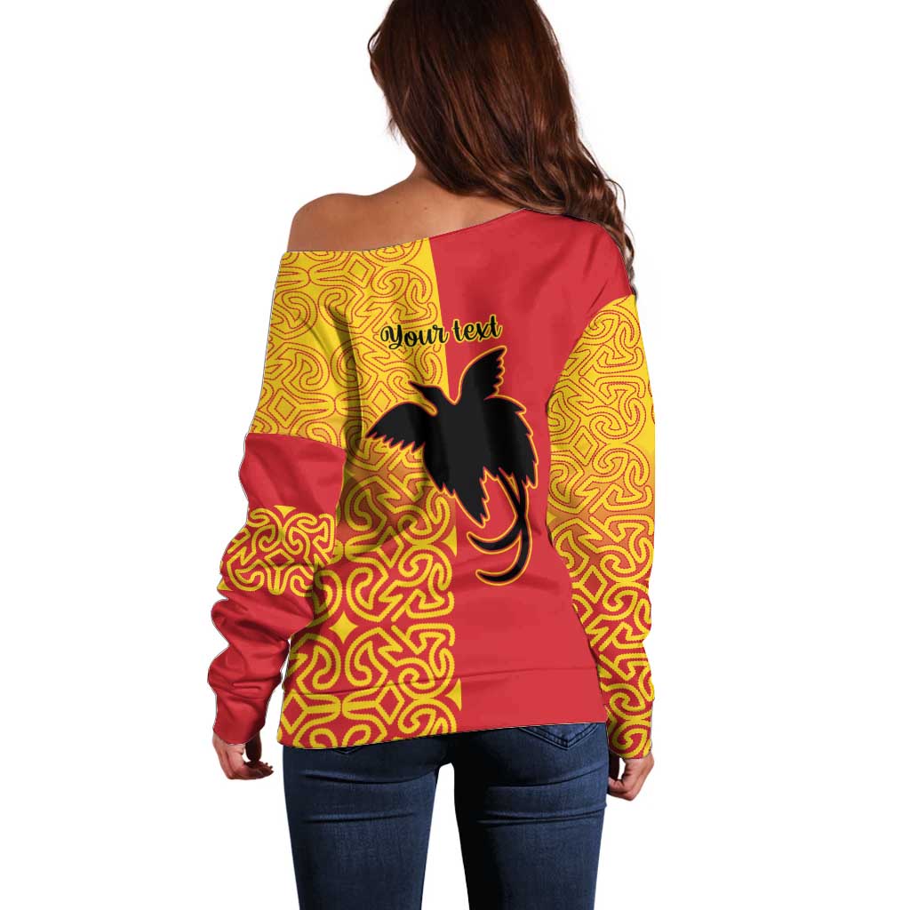 Papua New Guinea Oro Tapa Personalised Off Shoulder Sweater Simple Bird of Paradise Style - Polynesian Pride