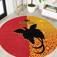 Papua New Guinea Oro Tapa Personalised Round Carpet Simple Bird of Paradise Style - Polynesian Pride