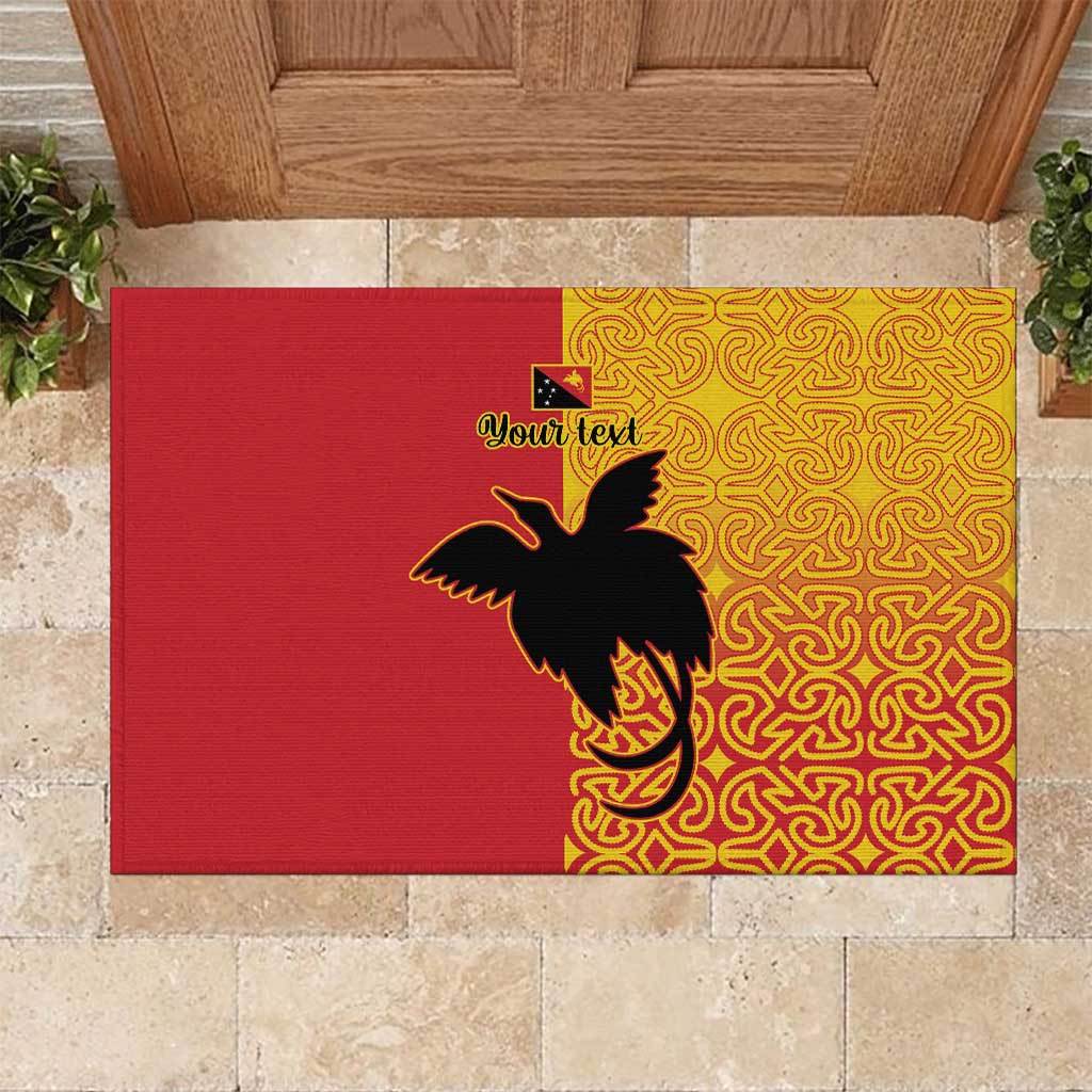 Papua New Guinea Oro Tapa Personalised Rubber Doormat Simple Bird of Paradise Style LT9 Red - Polynesian Pride
