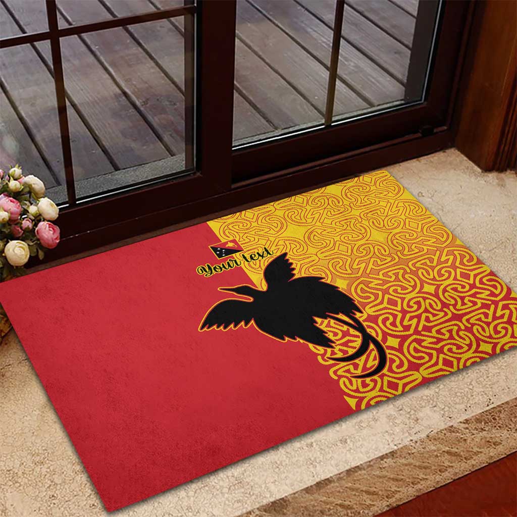 Papua New Guinea Oro Tapa Personalised Rubber Doormat Simple Bird of Paradise Style LT9 - Polynesian Pride