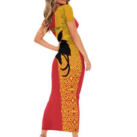 Papua New Guinea Oro Tapa Personalised Short Sleeve Bodycon Dress Simple Bird of Paradise Style - Polynesian Pride