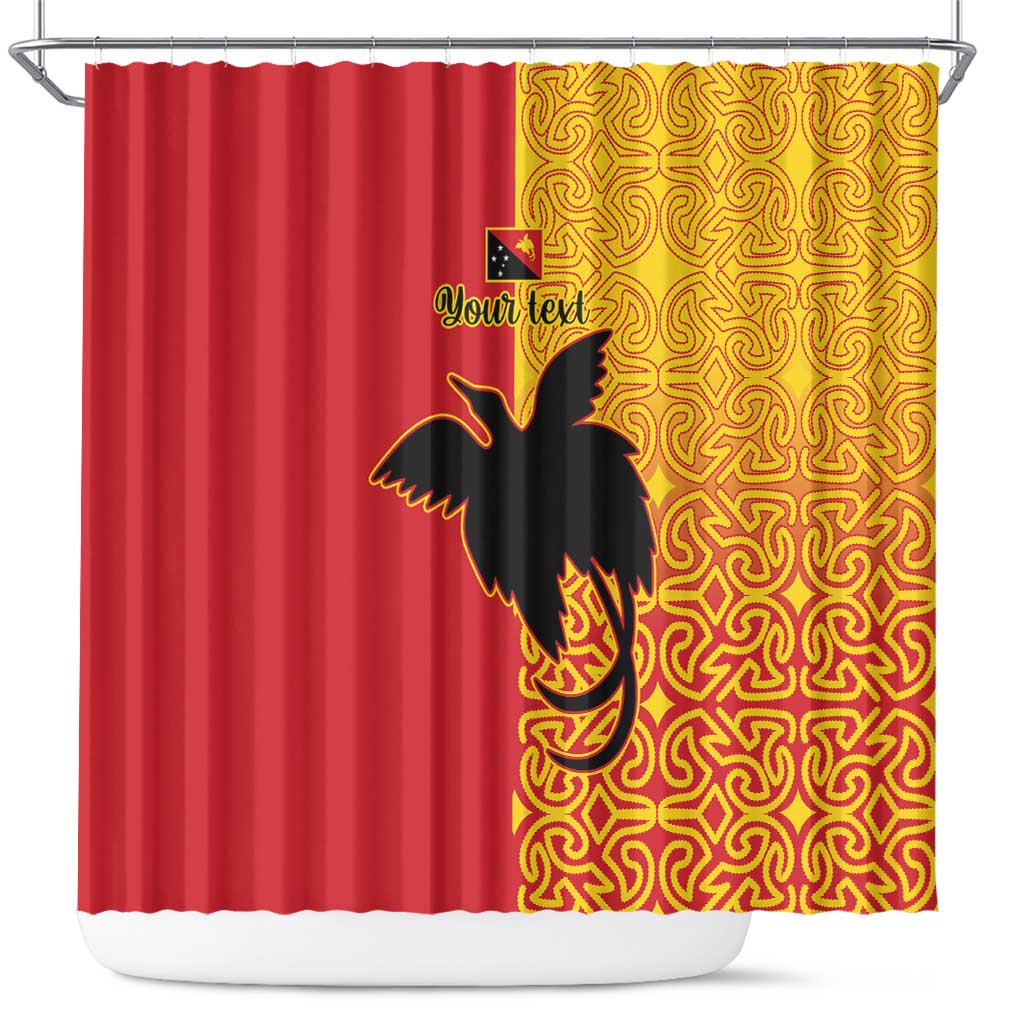 Papua New Guinea Oro Tapa Personalised Shower Curtain Simple Bird of Paradise Style - Polynesian Pride