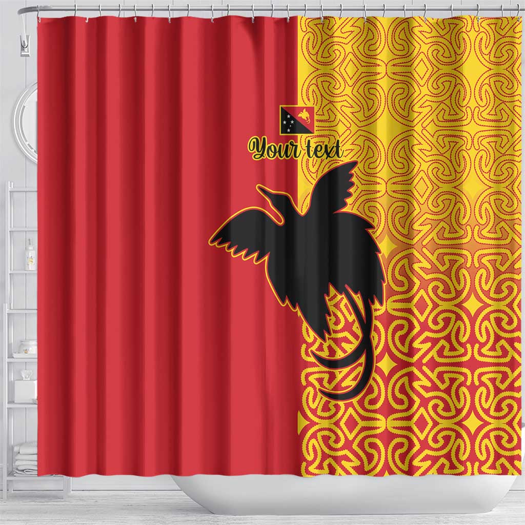 Papua New Guinea Oro Tapa Personalised Shower Curtain Simple Bird of Paradise Style - Polynesian Pride