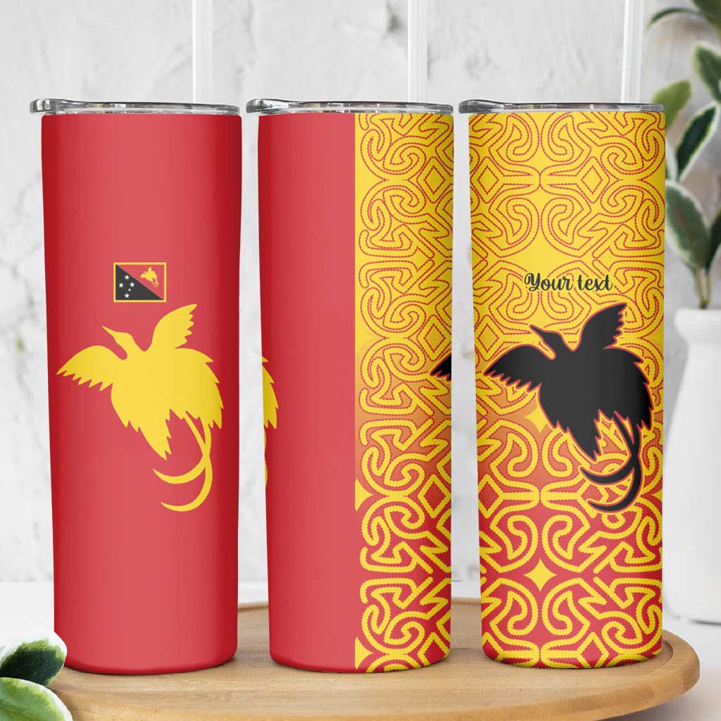 Papua New Guinea Oro Tapa Personalised Skinny Tumbler Simple Bird of Paradise Style - Polynesian Pride