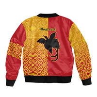 Papua New Guinea Oro Tapa Personalised Sleeve Zip Bomber Jacket Simple Bird of Paradise Style - Polynesian Pride