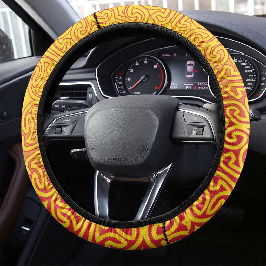 Papua New Guinea Oro Tapa Steering Wheel Cover Simple Bird of Paradise Style LT9 - Polynesian Pride