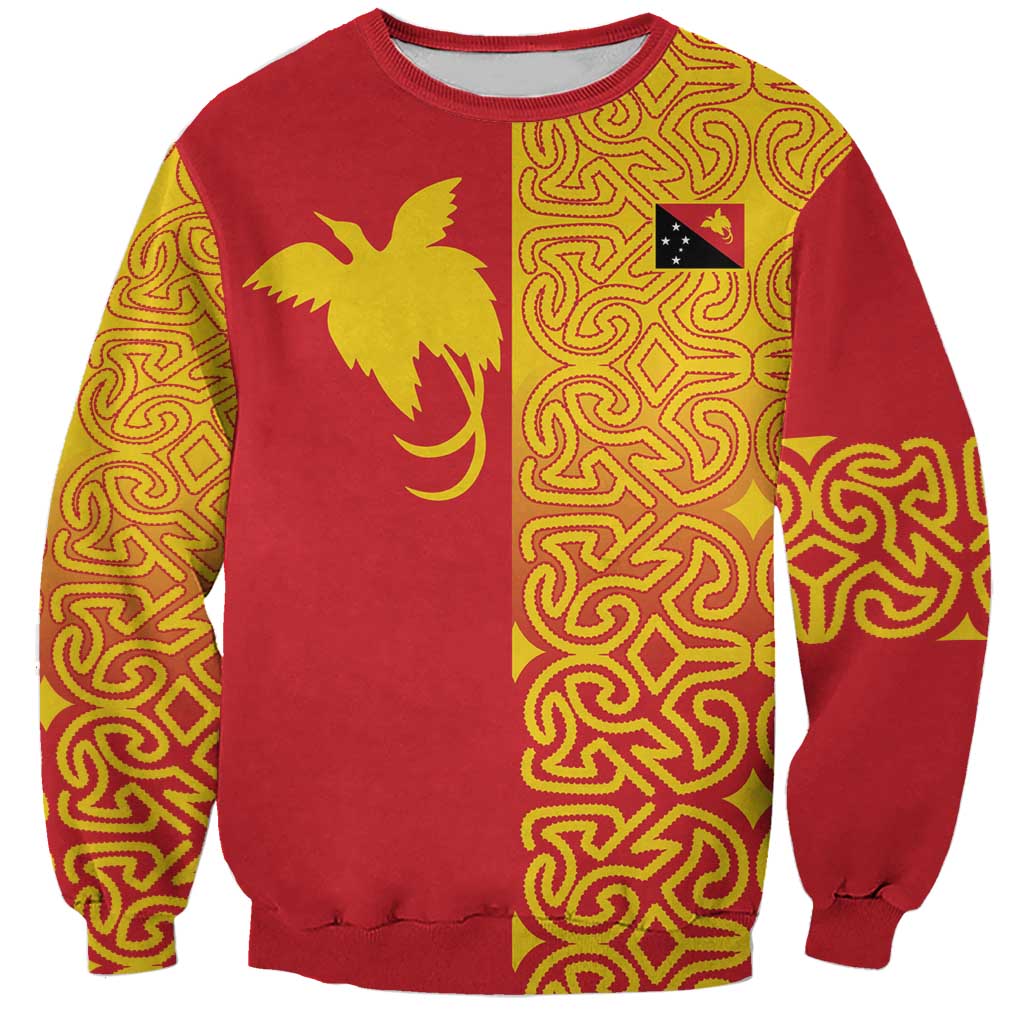 Papua New Guinea Oro Tapa Personalised Sweatshirt Simple Bird of Paradise Style LT9 Unisex Red - Polynesian Pride